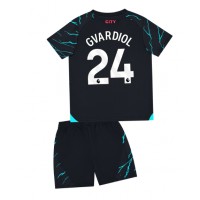 Camisa de Futebol Manchester City Josko Gvardiol #24 Equipamento Alternativo Infantil 2023-24 Manga Curta (+ Calças curtas)